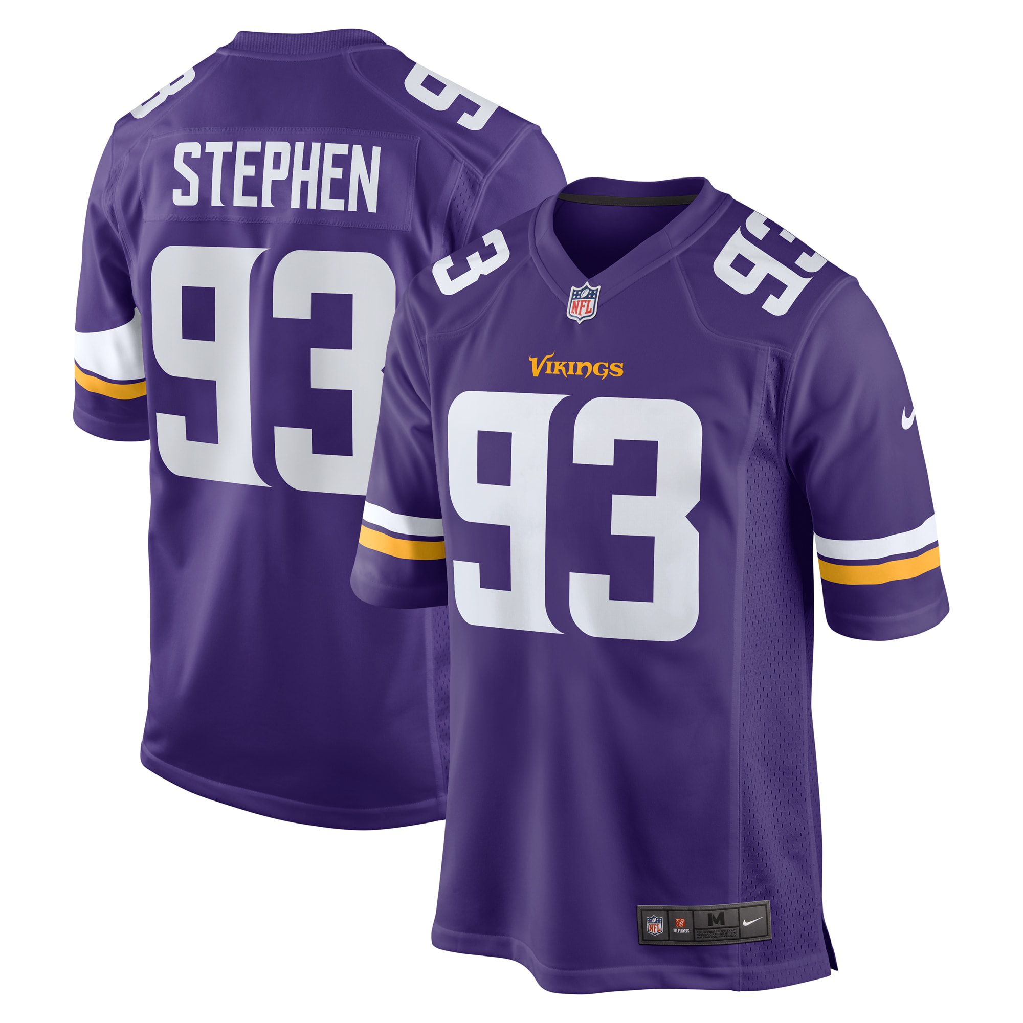Men Minnesota Vikings #93 Shamar Stephen Nike Purple Game Retired Player NFL Jersey